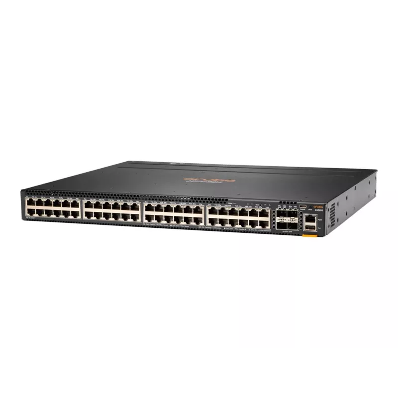 HPE - Aruba 6300M - Switch - L3 - valdomas - 48 x 10/100/1000 (1 PoE+) + 4 x 1 Gigabit / 10 Gigabit / 25 Gigabit / 50 Gigabit SFP56 (Uplink / Stacking) Priekyje ir šone į galą