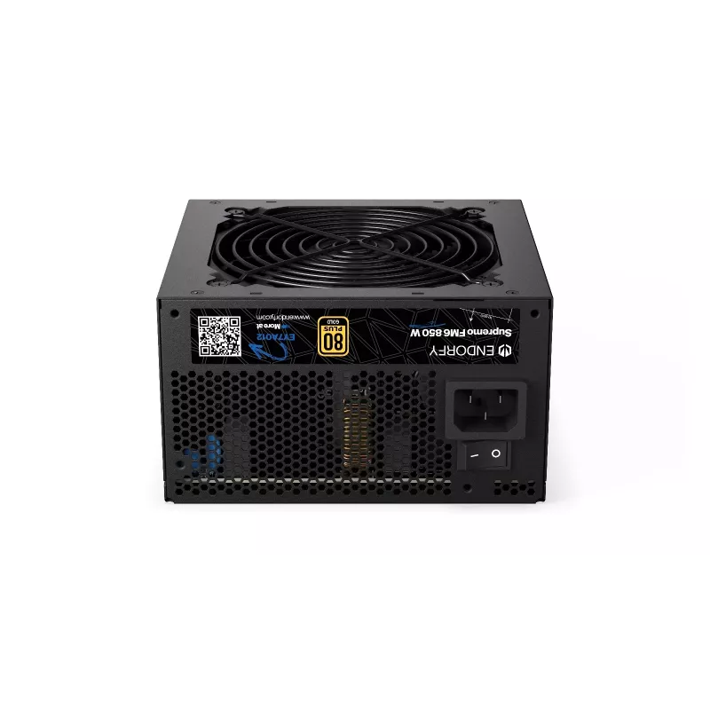 Maitinimo blokas ENDORFY Supremo FM6 850 W, 24 kontaktų ATX, visiškai modulinis, 80 PLUS Gold, 120 mm ventiliatorius, juodas