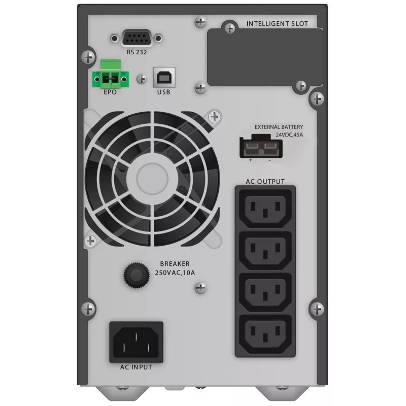Nepertraukiamo maitinimo šaltinis PowerWalker VFI 1000 TGB — 1 kVA (900 W), dvigubo keitimo internetinis, 4× C13 lizdai, USB, RS-232, EPO
