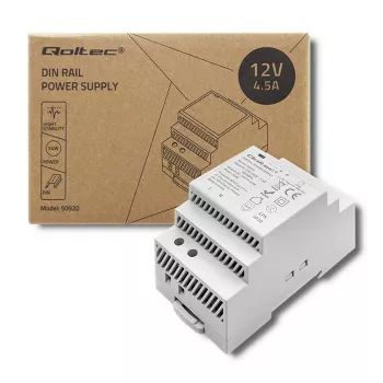 DIN bėgio maitinimo šaltinis QOLTEC 24V 2.5A 60W pilkas