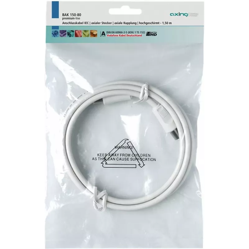 Koaksialinis kabelis Axing BAK 350-80 3,5 m IEC baltas