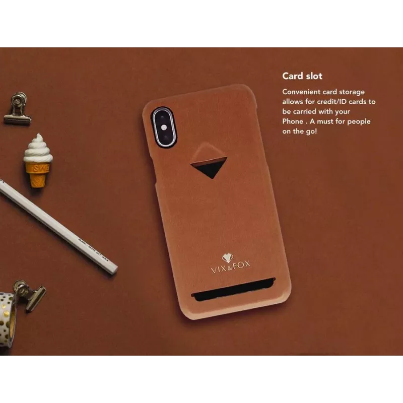 Kortelės lizdo galinė dėklo dalis VixFox, skirta Samsung S9 — karamelinė ruda, galinis dangtelis su kortelės kišene