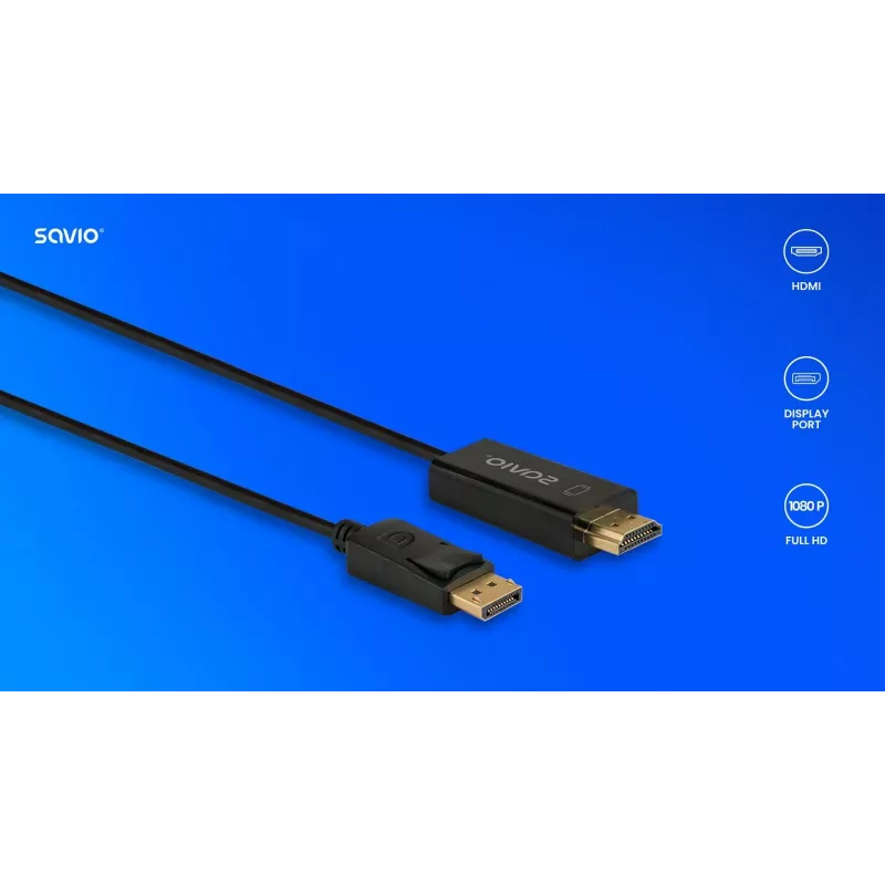 Laidas DisplayPort į HDMI 1,5 m, CL-183 Savio SAVKABELCL-183