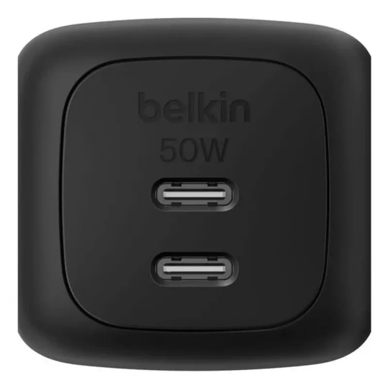 Vidinis kintamosios srovės greitasis įkroviklis Belkin WCH019kqBK — 2× USB‑C, juodas, OVP/OC/OT/SC apsauga