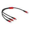 USB įkrovimo laidas DeLOCK 86710 3 viename USB Type-C į Lightning Micro USB 30 cm Juoda Raudona