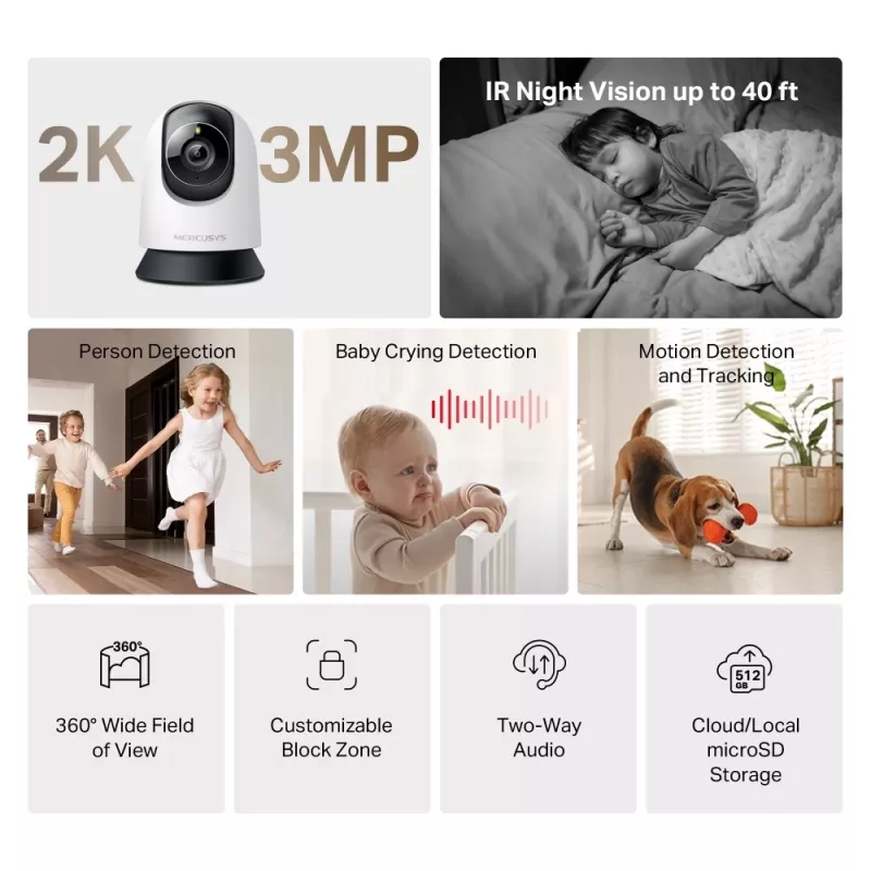 Namų apsaugos kamera TP-LINK MC210 Pan/Tilt Wi‑Fi 1080p naktinis matymas