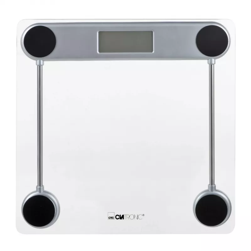 Asmeninės elektroninės svarstyklės CLATRONIC PW 3368 — maks. 150 kg, tikslumas 100 g, stiklinė platforma