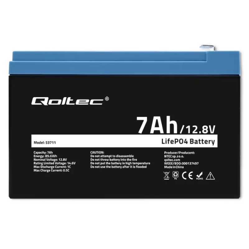 LiFePO4 baterija 12.8V 7Ah, 89.6Wh, BMS