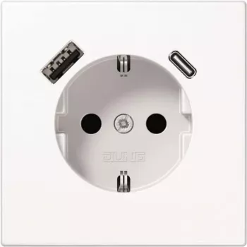 Kištukinis lizdas, tipas F, Jung LS1520-15CAWW, 16 A, 50/60 Hz, IP20, plastikinis korpusas, USB 5 V