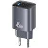 Įkroviklis T66 45W CC290 GaN Greitas įkrovimas sidabrinis