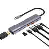 USB Type-C šakotuvas CANYON DS-17 — HDMI, USB 3.2 Gen 1 A, USB-C, MicroSD, 10000 Mbit/s, pilkas