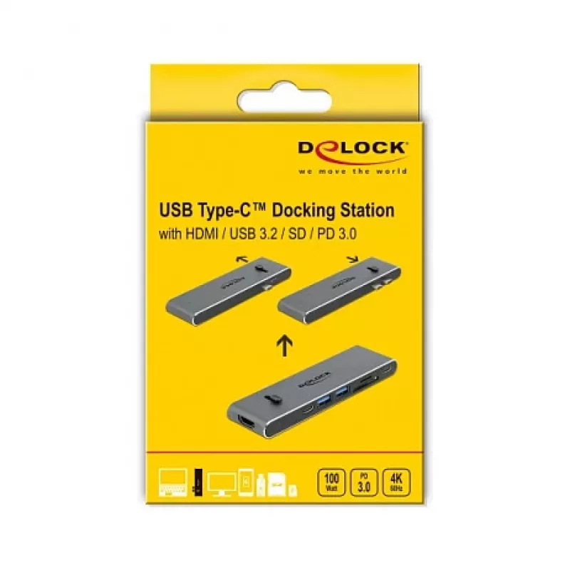 Docking Station DeLOCK Dual USB Type-C su HDMI USB 3.2 SD PD 3.0
