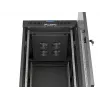 Stovintis 19 colių 24U montavimo spinta LANBERG 600x800 mm juoda su stiklinėmis durelėmis ir LCD išpjova (plokščia pakuotė) v2