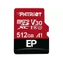 „MicroSDXC“ atminties kortelė PATRIOT 512 GB UHS‑I U3 V30 Class 10, skaitymo greitis iki 90 MB/s, komplekte adapteris