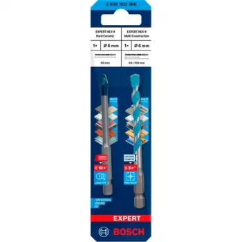Grąžtų rinkinys „Bosch Expert HEX-9 MultiConstruction“ 6 mm, 2 vnt.