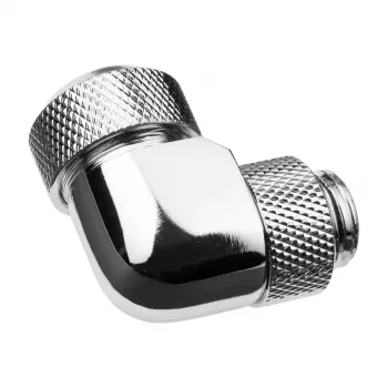 Alphacool Eiszapfen 13 mm HardTube įsukama jungtis 90° pasukama G1/4 - kampinė užspaudžiamoji jungtis skysčio aušinimo sistemai - chromuota
