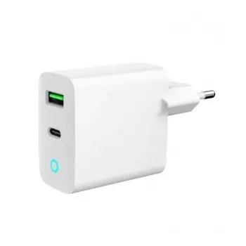 Alimentator Retea 220V GEMBIRD, Universalus, 1 X USB Type-C D 20W, 1 X USB-A 3.0 QC 18W, LED indikatorius, balta