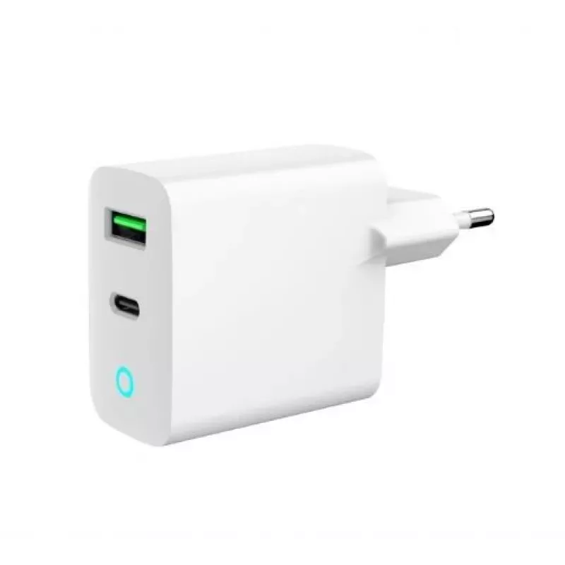 Alimentator Retea 220V GEMBIRD, Universalus, 1 X USB Type-C D 20W, 1 X USB-A 3.0 QC 18W, LED indikatorius, balta