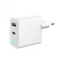 Alimentator Retea 220V GEMBIRD, Universalus, 1 X USB Type-C D 20W, 1 X USB-A 3.0 QC 18W, LED indikatorius, balta