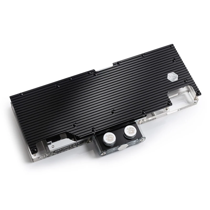 GPU vandens blokas ir galinė plokštė BitsPower BP-VG3090EVXC3 — akrilas, varis, chromo-nikelio plienas, 125,4×263,7×25 mm