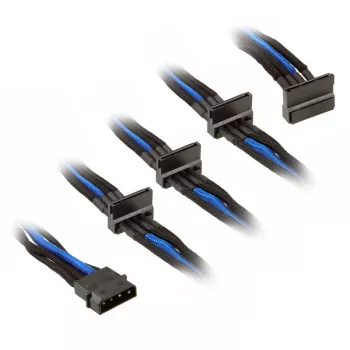 SilverStone 4-Pol-Molex į 4x SATA kabelis, 300 mm - juoda/mėlyna