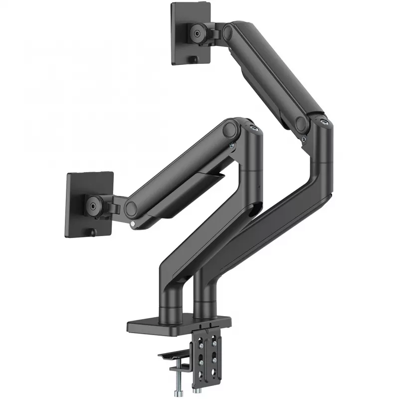 Monitoriaus laikiklis DIGITUS Dviejų monitorių laikiklis 2×45 colių ekranams, spaustuvas, 2×20 kg, VESA 75×75–100×100, pakreipimas -20–50°