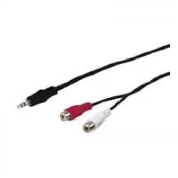 Wentronic Goobay 3,5 mm lizdo / RCA adapterio kabelis, juodas, 1,5 m - 3,5 mm kištukas (3 kontaktų, stereofoninis) > 2x RCA lizdas (garso kairysis/dešinysis) (50116)