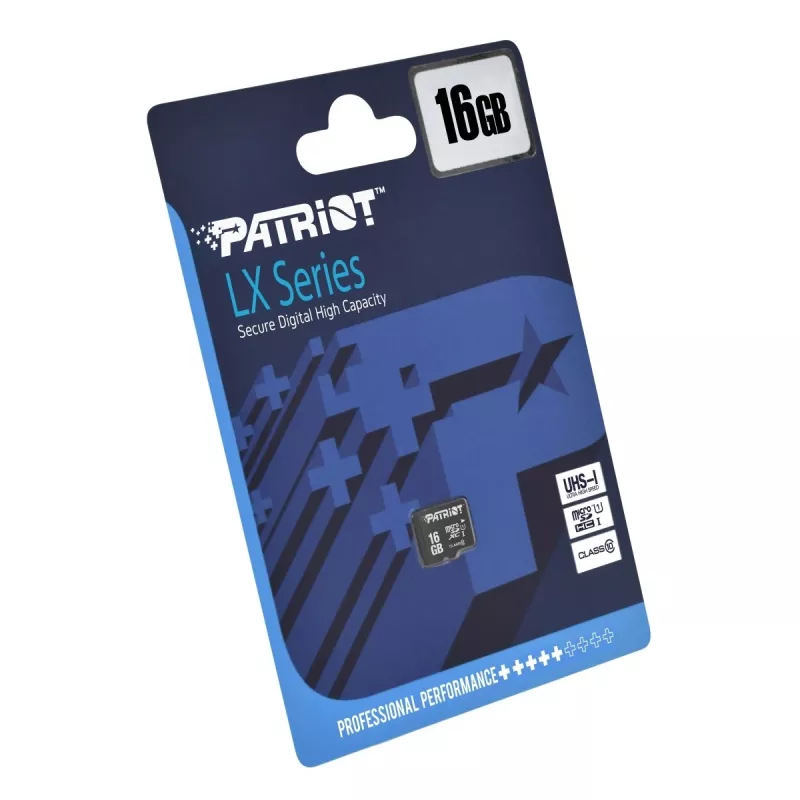 MicroSDHC atminties kortelė PATRIOT PSF16GMDC10 — 16 GB, 10 klasė, UHS-I (U1), 80 MB/s, juoda