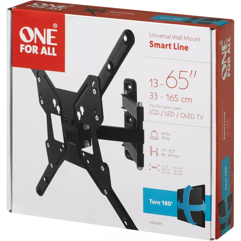 Universal Electronics One For All Smart WM 2451 - laikiklis - plokščiaekraniui - ekrano dydis: 33-140 cm (13-55) - sieninis laikiklis (WM2451)