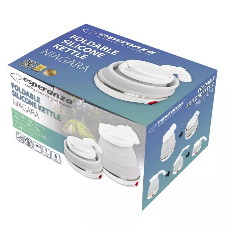Elektrinis virdulys ESPERANZA EKK023 — 0,5 L, 750 W, balta, nerūdijantis plienas ir plastikas