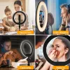 Maclean MCE610 10 12W LED žiedinis apšvietimas su trikoju stovu ir Bluetooth užraktu, 3 spalvos, 10 ryškumo lygių, 10%–100% reguliuojamas ryškumas, 160 LED, išmaniojo telefono laikiklis