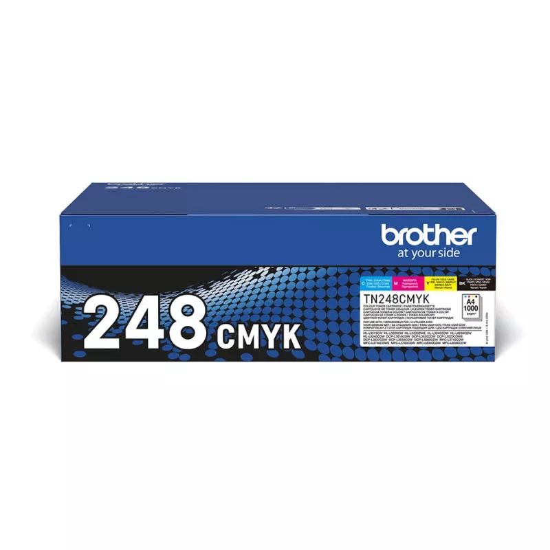 Brother TN-248VAL dažų kasetė 4 vnt. Originali juoda, žydra, purpurinė, geltona