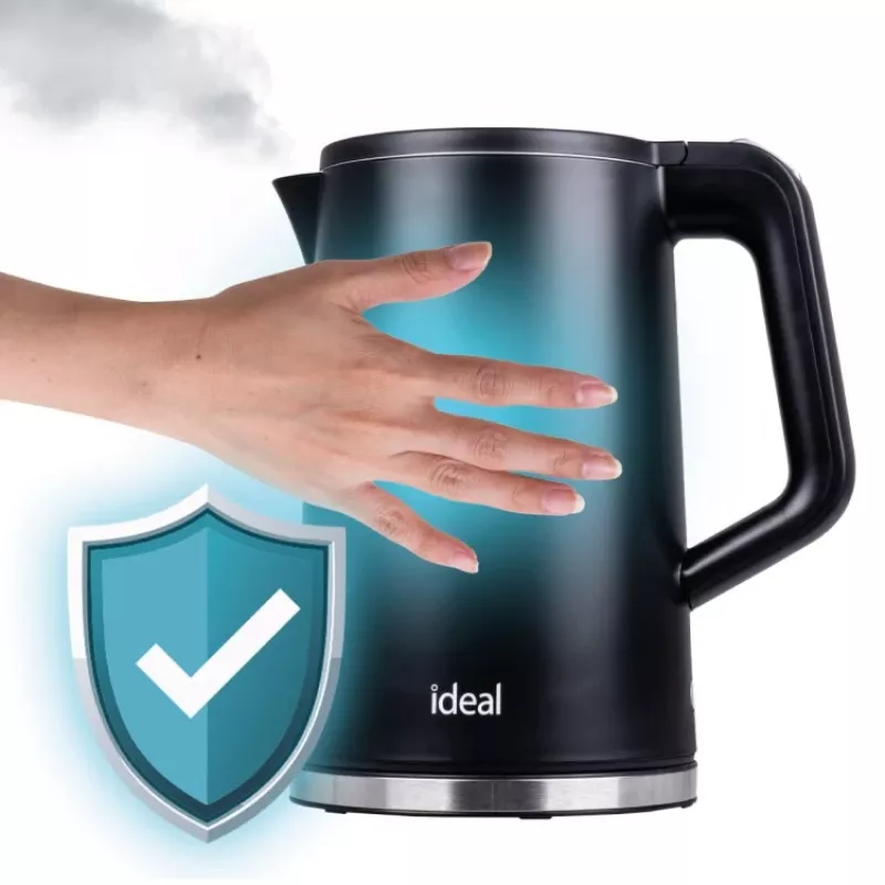 IDEAL virdulys 1,7 l, plieninis korpusas, 1500 W galia, juodas
