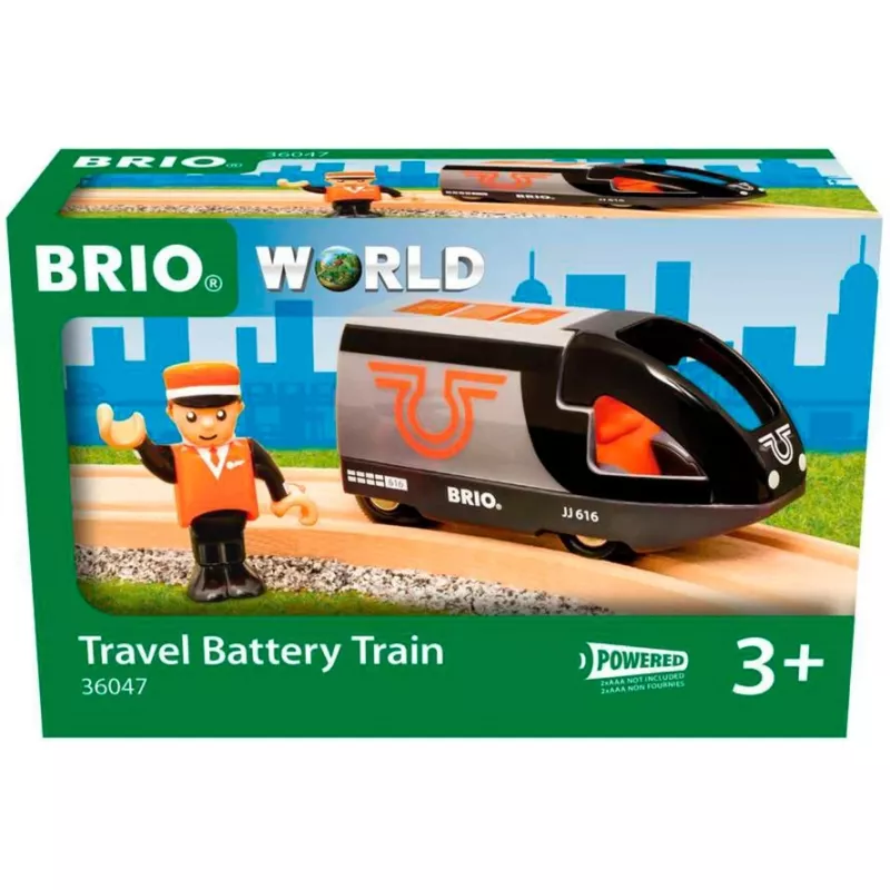 Keleivinis traukinys BRIO 63604700 oranžinės-juodos spalvos, medinis žaislinis traukinio rinkinys, suderinamas su BRIO bėgiais