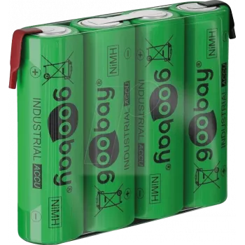 Goobay 4x AA (Mignon) - 2100 mAh, žalia - litavimo jungtis (Z), nikelio-metalo hidrido baterija (NiMH), 4,8 V (55580)