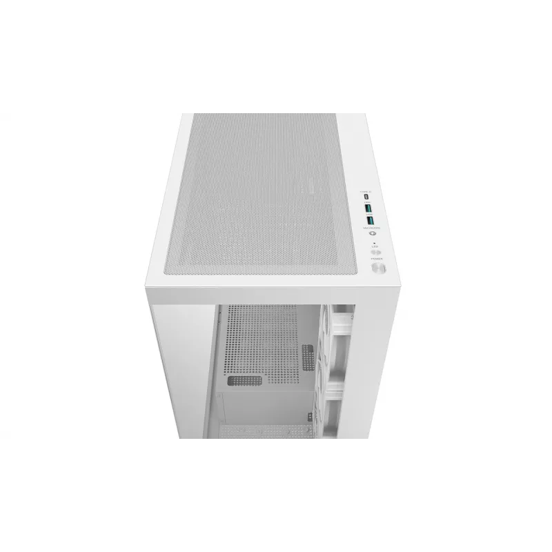PC Case DeepCool CG580 4F V2 Midi Tower White — ATX, grūdintas stiklas, 3x120 mm šoniniai ventiliatoriai, 360 mm šoninio radiatoriaus palaikymas