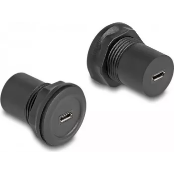 DeLOCK USB 2.0 Type Micro-B į USB 2.0 Type Micro-B įmontuojama jungtis juoda