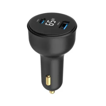MOBILUSIS ĮKROVIKLIS AUTOMOBILIUI USB 2 PORT/TA-UC-AC2PD30LCD-CAR01 GEMBIRD