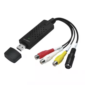 „LogiLink“ USB 2.0 A/V vaizdo griebtuvas. USB A/M į 3xCinch + MiniDIN5/F. Juoda
