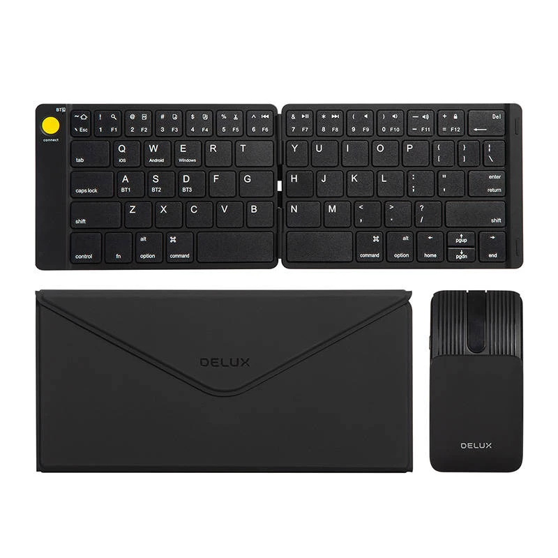 Delux KF10 sulankstoma belaidė klaviatūra ir MF10PR (QWERTY) pelės rinkinys