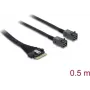 DELOCK PCIe 4.0 plonas SAS laidas SFF-8654 8i į 2× Mini SAS HD SFF-8643, 0,5 m