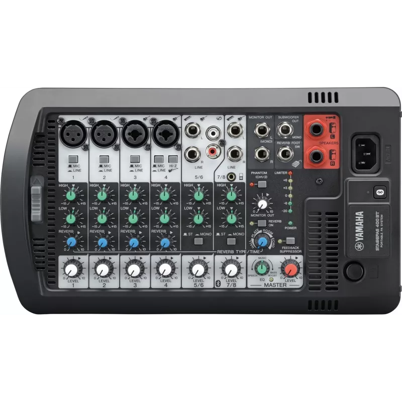 Laisvai pastatoma garso sistema YAMAHA Stagepas 400BT — 400 W, 2 juostų, 10 kanalų maišytuvas, Bluetooth 4.1, juoda