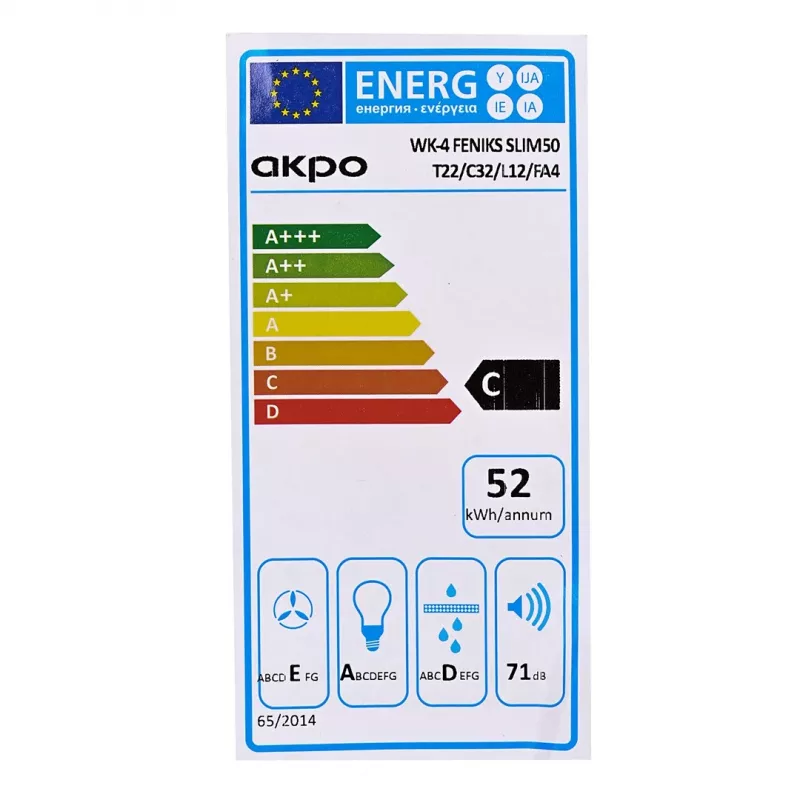 AKPO WK-4 FENIKS plonas 50 nerūdijančio plieno ECO virtuvės gartraukis