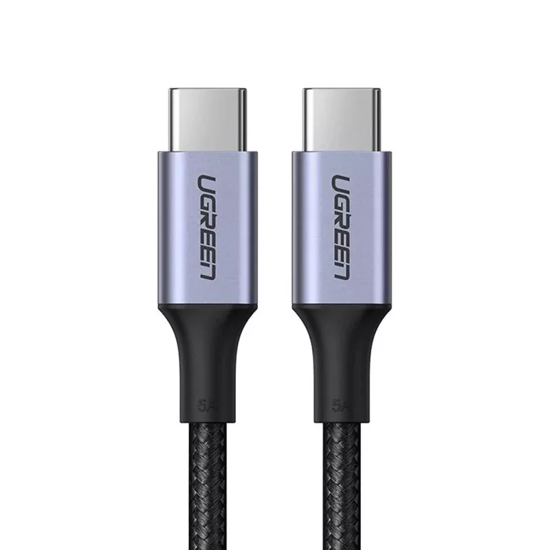 USB-C į USB-C kabelis UGREEN 90120B — 3 m, 5 A, PD, 20 V, 480 Mbps, juodas