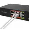 Tinklo komutatorius QOLTEC FAST Ethernet PoE 8xRJ45 su 2xRJ45 aukštyninio ryšio prievadais (modelis 52290)