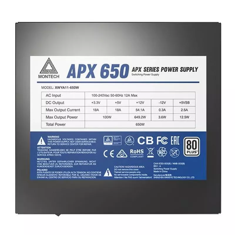 Montech APX650 maitinimo blokas 650 W 20+4 kontaktų ATX ATX juodas