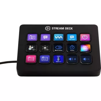 „Elgato Stream Deck MK.2“ pritaikomas 15 klavišų USB užduočių valdymo pultas su klasikiniais klavišais, juodas