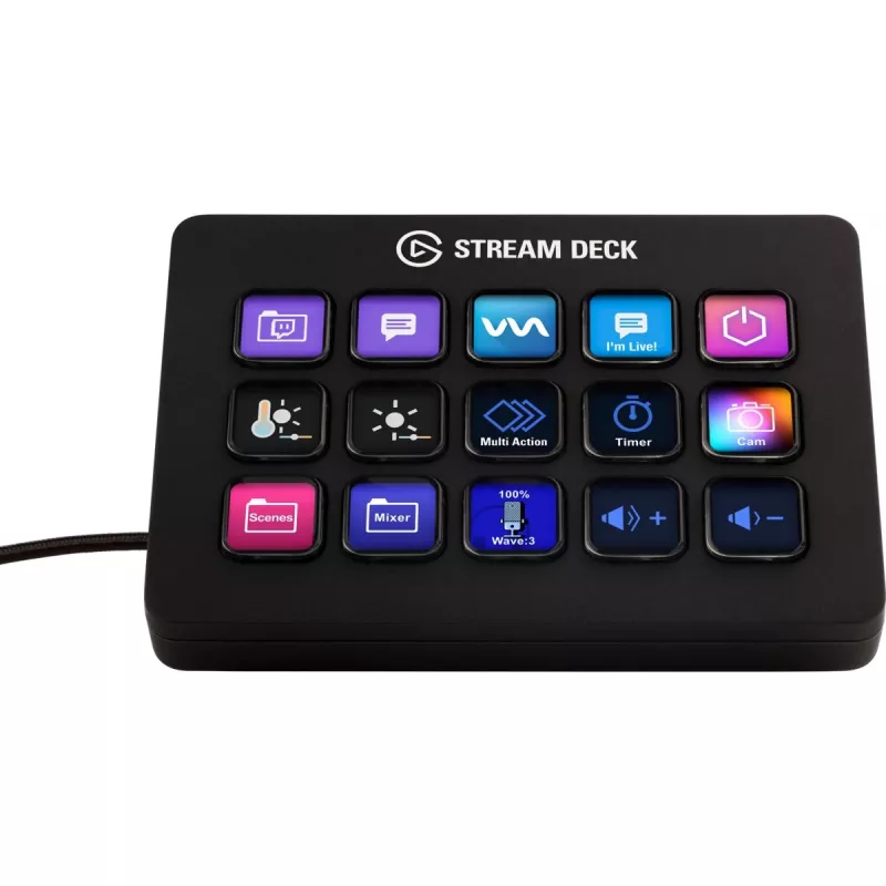 „Elgato Stream Deck MK.2“ pritaikomas 15 klavišų USB užduočių valdymo pultas su klasikiniais klavišais, juodas