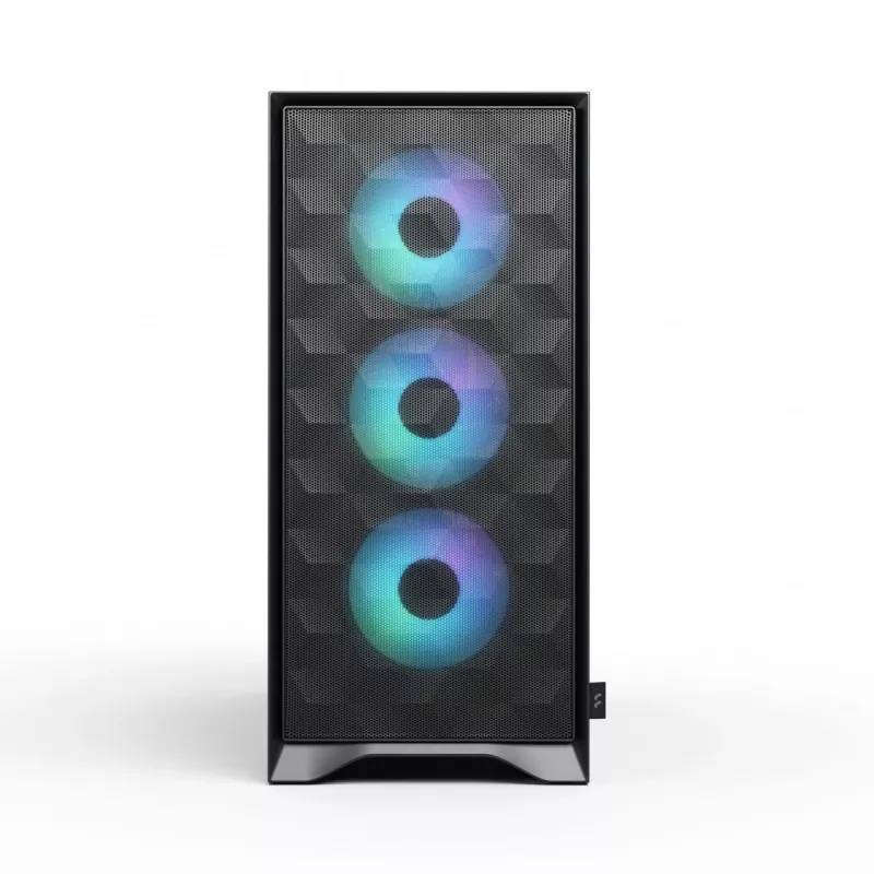 PC korpusas Fractal Design Pop 2 Air Juoda TG RGB Midi Tower — ATX/Micro‑ATX/Mini‑ITX, 3x120mm priekyje, 1x120mm gale, 2,5 colio+3,5 colio nišos