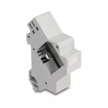 Snap-in Keystone Holder for DIN rail DELOCK 67043 — plastic, grounded, 60×88.2×21.5 mm, Pilka
